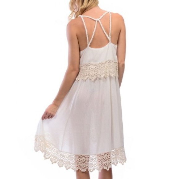 CARAPACE IVORY CROSS BACK LACE POPOVER DRESS - Picture 2 of 2